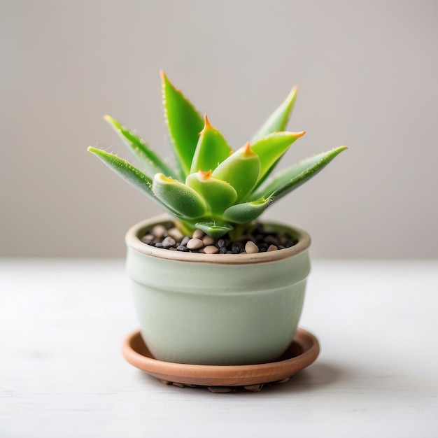 L'AI ha generato una carina mini pianta di Aloe in un vaso.