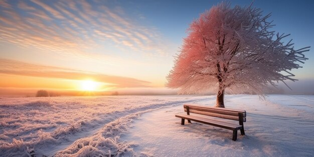 L'alba d'inverno Un'alba di inverno su un paesaggio innevato