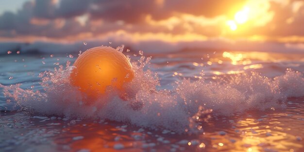 L'alba serena sull'oceano con le onde dolci la natura la bellezza catturata ideale per il relax e gli sfondi AI