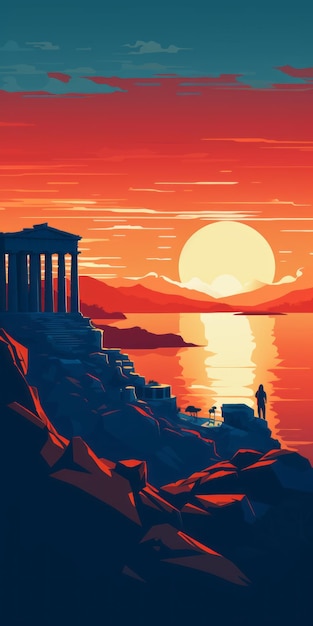 L'alba sull'Acropoli Una carta da parati di ispirazione greca