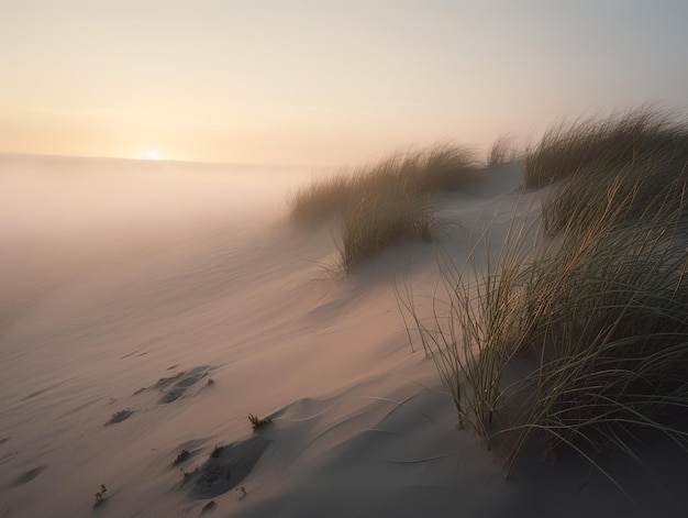 L'alba sulla spiaggia è stata creata con la tecnologia Ai generativa