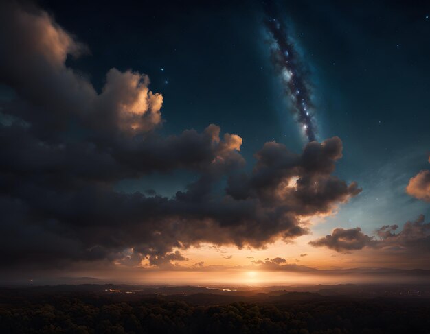 L'alba tranquilla sul drammatico paesaggio montuoso