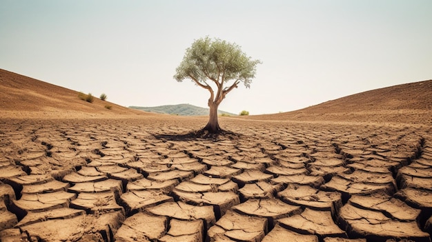 L'albero cresce la crepa di siccità