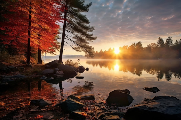 L'albero da solo in mezzo al lago illustrazione