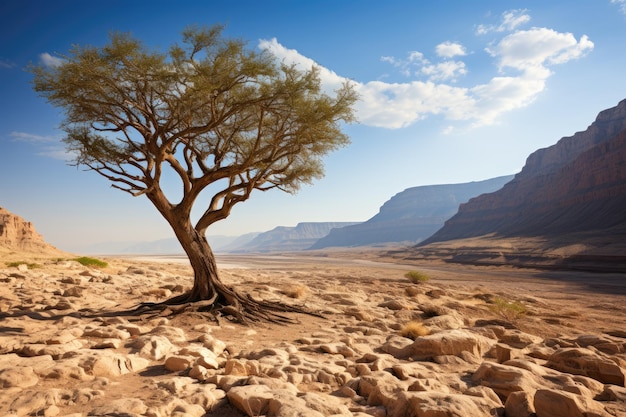 L'albero della vita in mezzo a un paesaggio desertico fotografia professionale