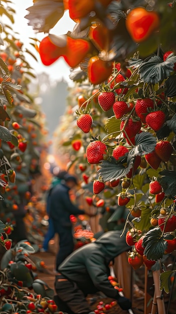 L'albero è pieno di fragole.