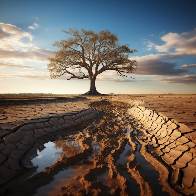L'albero emblematico prospera su un terreno arido che rispecchia la scarsità d'acqua nel contesto dei cambiamenti climatici Per Social M