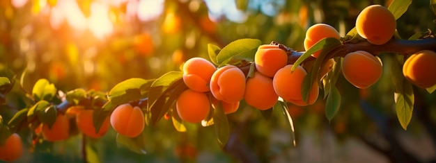 L'albicocca cresce su un albero nel giardino del raccolto Generative Ai