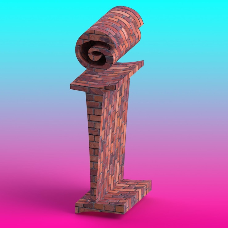 Foto l'alfabeto i con una trama unica e interessante creata utilizzando un programma 3d
