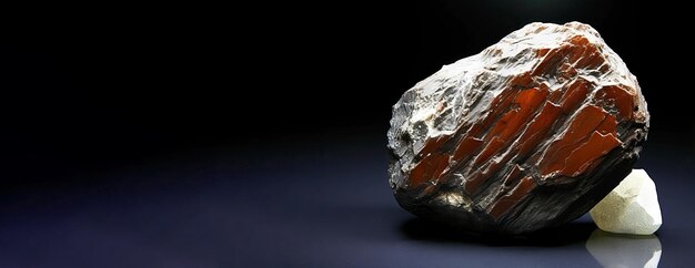 L'algodonite è una rara pietra naturale preziosa su uno sfondo nero generata dall'AI.