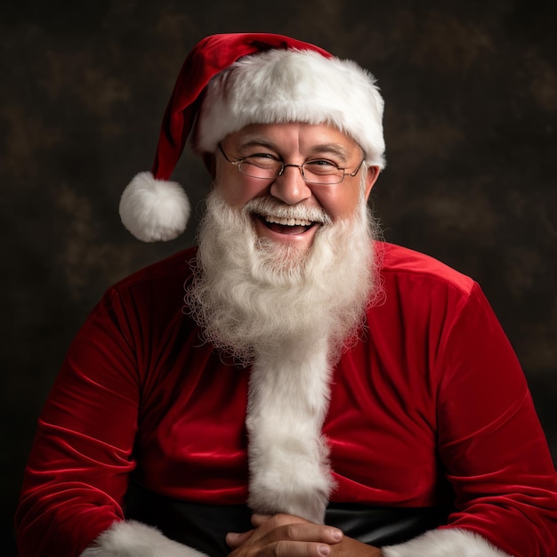L'allegro Babbo Natale brilla di gioia diffondendo risate e felicità in questa foto festiva