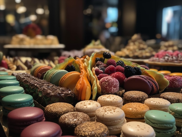 L'allettante stravaganza di un display di pasticceria francese