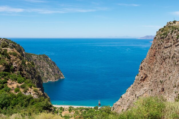 L'alta vista della valle delle farfalle profonda gorgeFethiyeTurkey