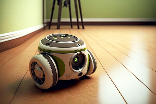 L'amichevole robot Android aspira l'androide che cammina per casa e pulisce l'IA generativa del pavimento