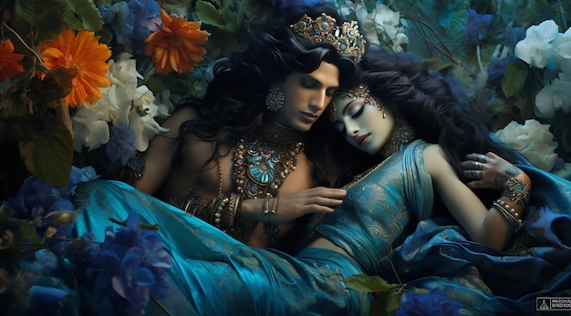 L'amore di Lord Radha e Krishna in un regno magico