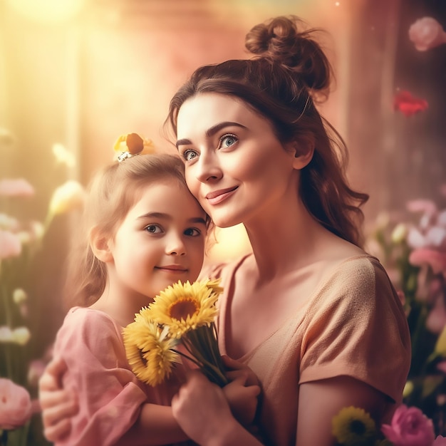 L'amore di una bellissima madre e di una bambina