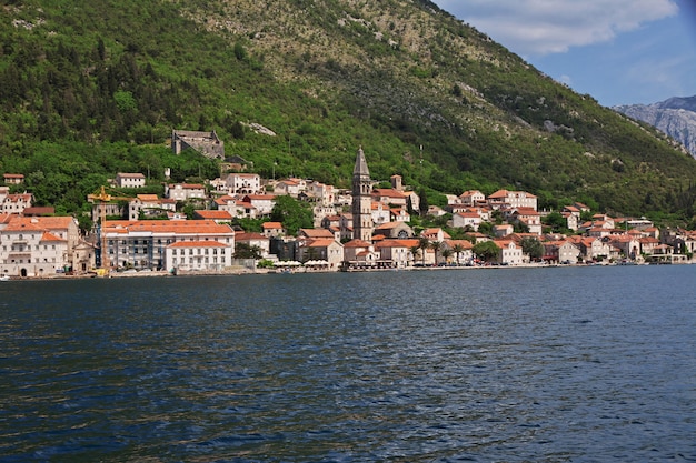 L'antica città Perast sulla costa adriatica, Montenegro