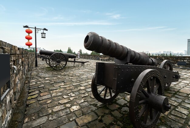 L'antico cannone è sul muro