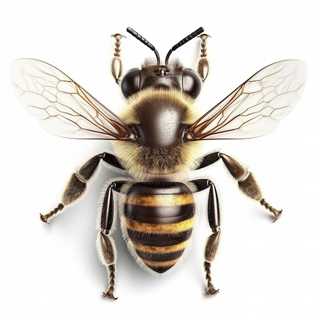 L'ape mellifica dorata o l'ape isolata sui precedenti bianchi genera ai