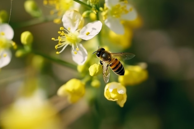 L'ape raccoglie il nettare dal fiore Genera Ai