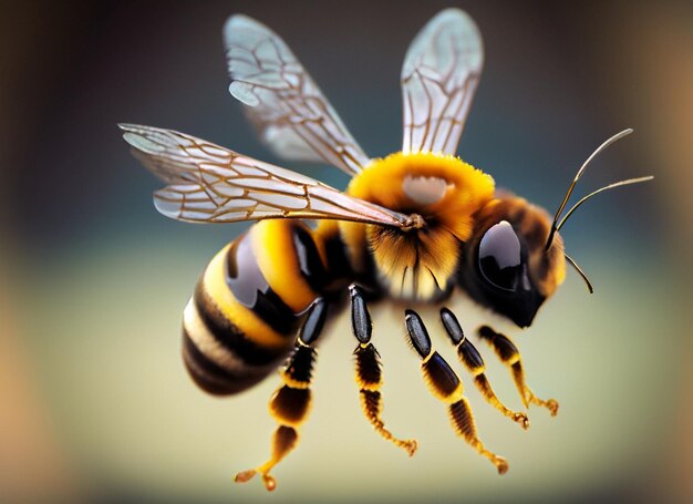 l'ape stupefacente sta volando macro incredibile impollinatore generativo ai