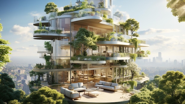 L'appartamento di lusso moderno riflette la crescita urbana futuristica
