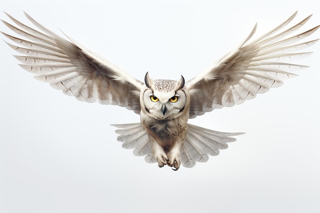 L'aquila Bubo bubo isolata su sfondo bianco