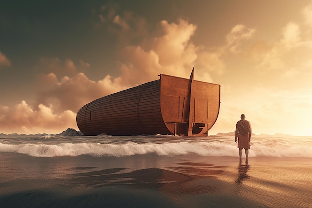 L'Arca di Noè un'enorme barca salvezza per la continuazione dell'umanità il prescelto la via per il paradiso Dio Bibbia religione Storia
