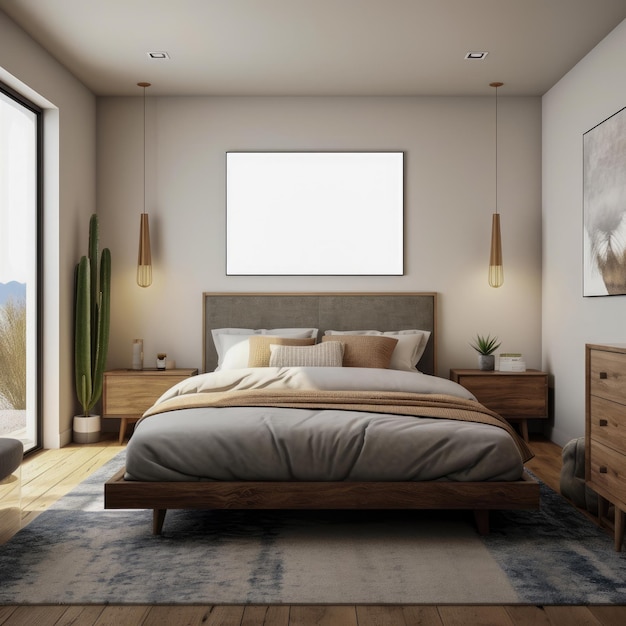 L'architettura interna della camera da letto presenta uno stile minimalista