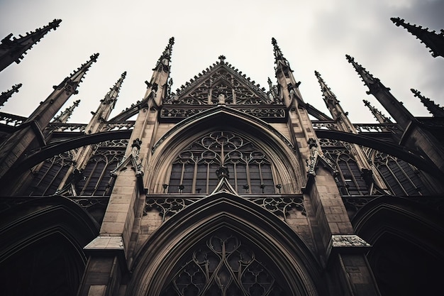 L'architettura intricata della facciata della cattedrale gotica