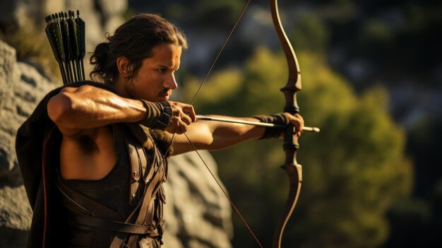 L'arciere greco mira nello sport antico a concentrarsi e essere preciso