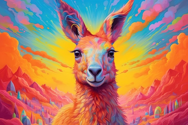 L'arcobaleno del canguro colora l'illustrazione surreale ai generativa