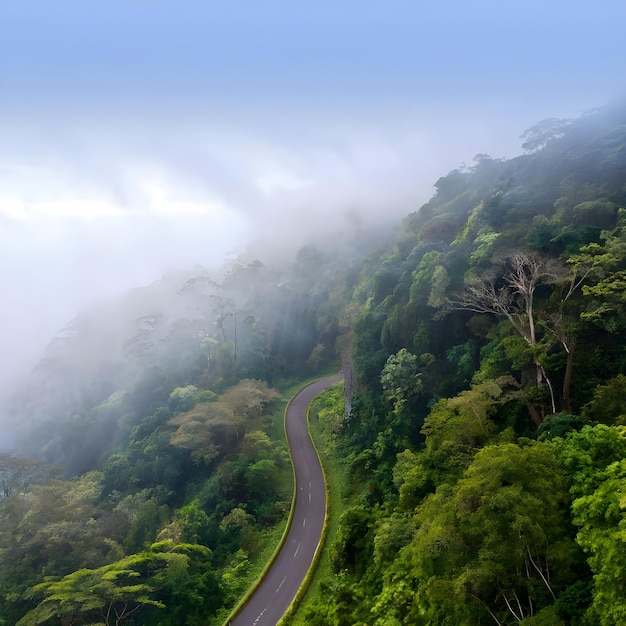 L'aria nebbiosa del mattino sopra gli alberi in Costa Rica