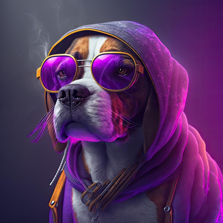 Foto l'arte astratta del beagle progettato su misura con sfondo isolato stili hip-hop