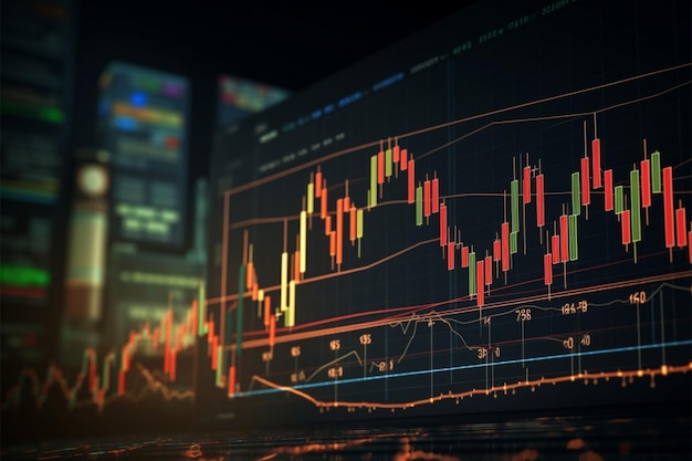 L'arte concettuale di investimento presenta un grafico di trading che simboleggia la dinamica del mercato azionario e del forex