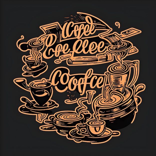 L'arte del caffè Lettering disegnato a mano AIgenerato