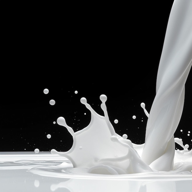 L'arte del latte Splashing milk crea una scena accattivante in monocromatico per i social media