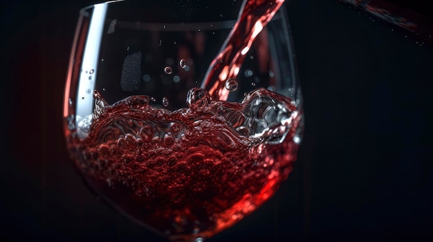 L'arte di versare il vino Obiettivo macro ultra dettagliato con illuminazione cinematografica Immagine generata dall'intelligenza artificiale