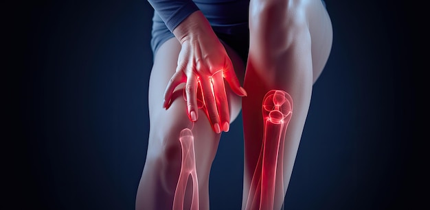 L'articolazione rossa del ginocchio rivela le gambe della donna