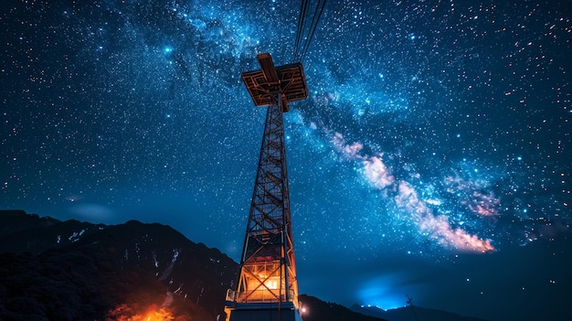 L'ascensore spaziale che raggiunge un cielo stellato