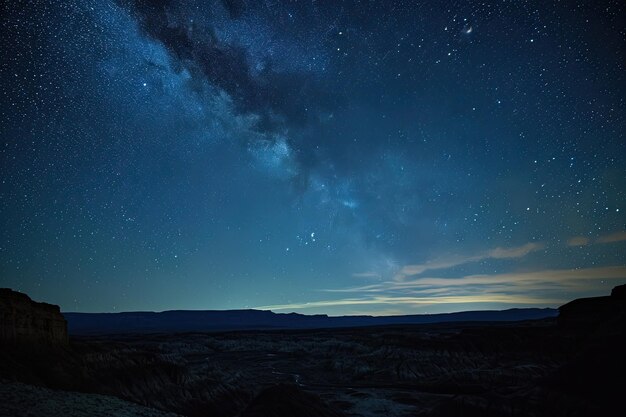 L'astrofotografia del paesaggio con le stelle sopra le panoramiche panoramiche cattura la bellezza celeste