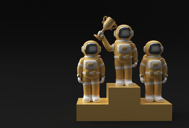 L'astronauta di successo ha ottenuto il rendering 3D del trofeo del primo premio.