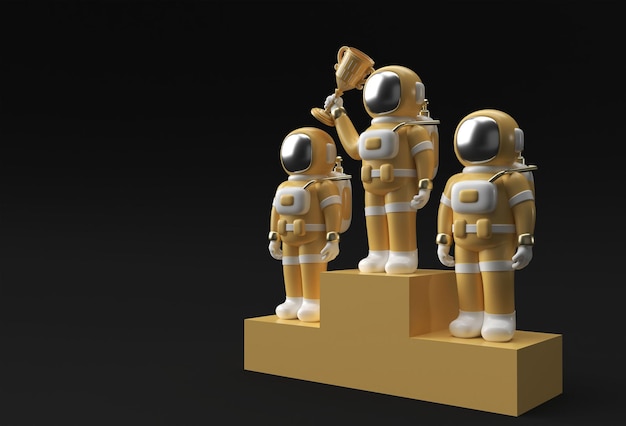 L'astronauta di successo ha ottenuto il rendering 3D del trofeo del primo premio.