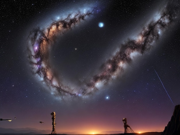 L'astronomia e la scienza del cielo notturno galattico della foto gratis hanno combinato l'IA generativa