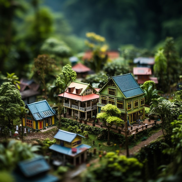 L'atmosfera di una casa rurale del sud-est asiatico attraverso una lente tiltshift