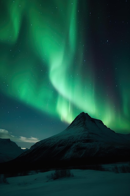 L'aurora boreale nella carta da parati del cielo e delle montagne dell'estremo nord dell'Islanda