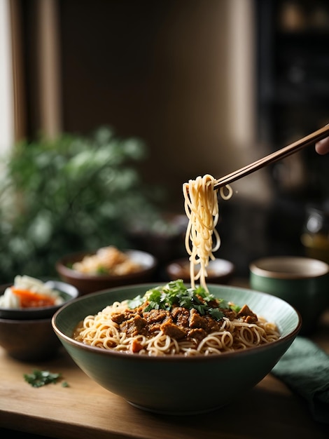 L'autenticità di una ciotola di deliziosi potrait di noodle