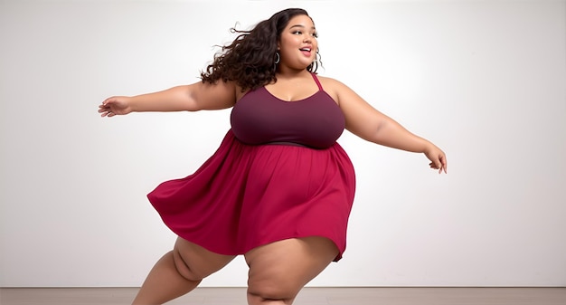 L'autentico modello Plus Size sta ballando Ai Generated