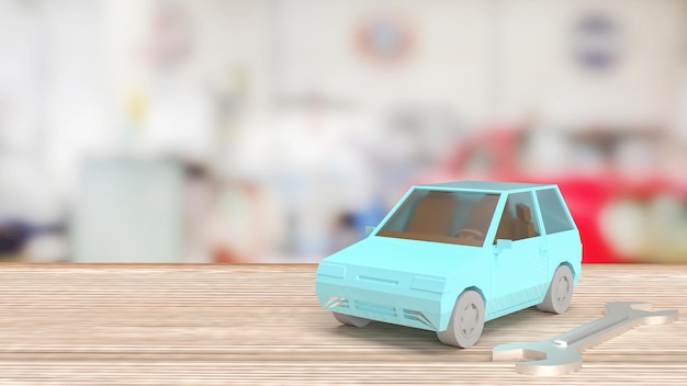 L'auto e lo strumento per il garage o il concetto di servizio di rendering 3D