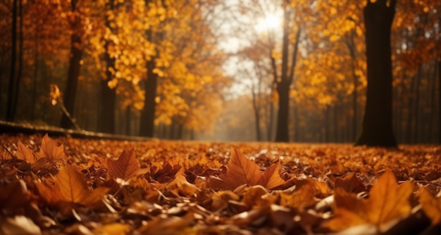 L'autunno abbraccia d'oro nel cuore della foresta